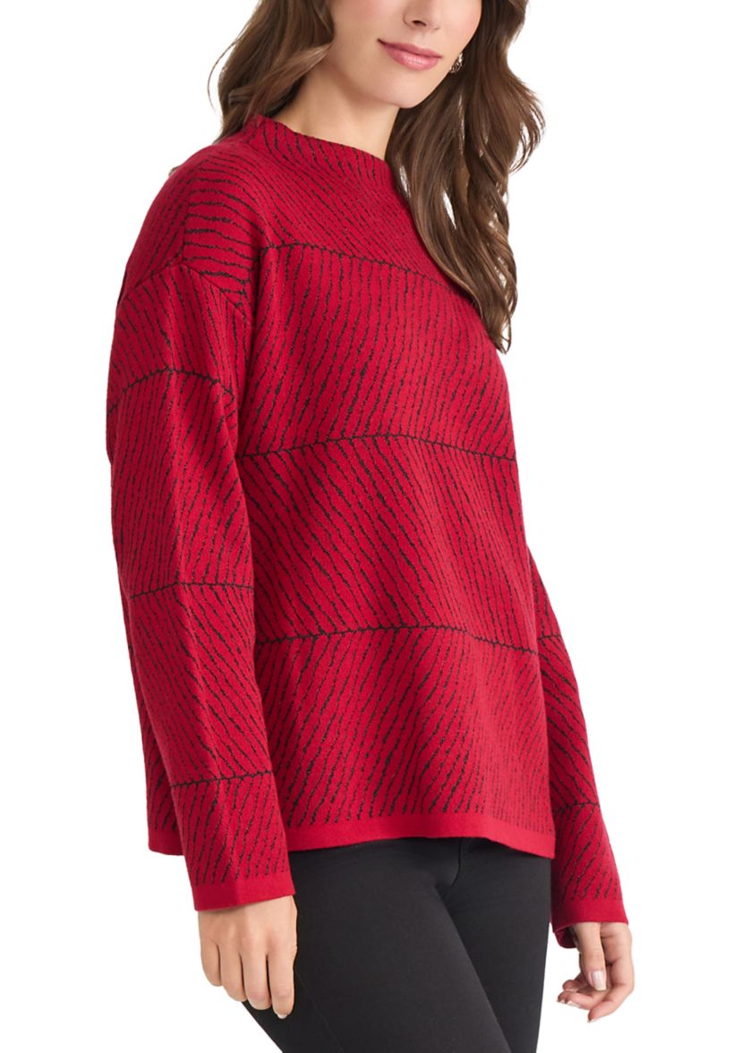 Jaquard Long Sleeve Crew Neck Sweater
