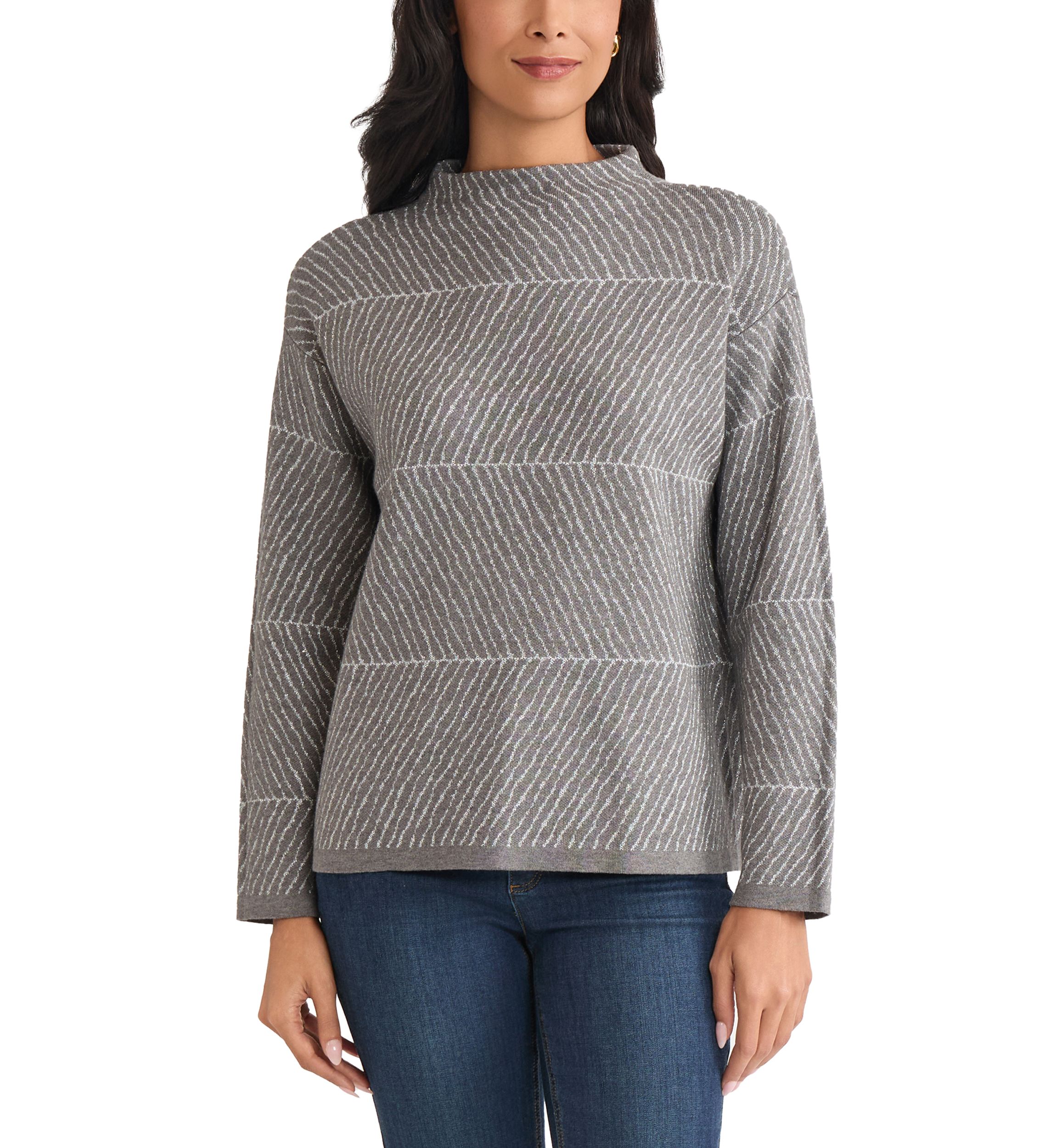 Petite Jaquard Long Sleeve Crew Neck Sweater