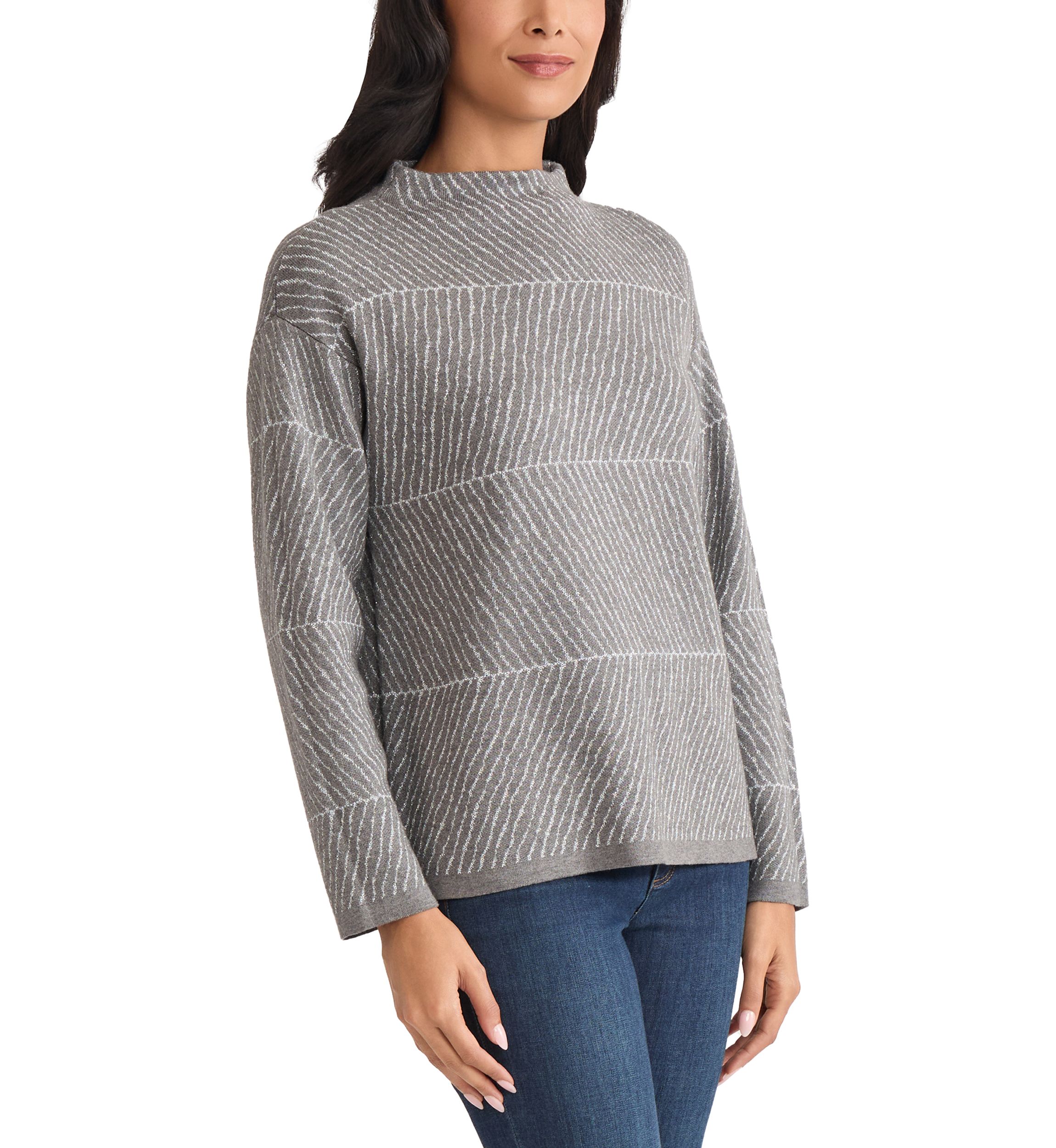 Petite Jaquard Long Sleeve Crew Neck Sweater