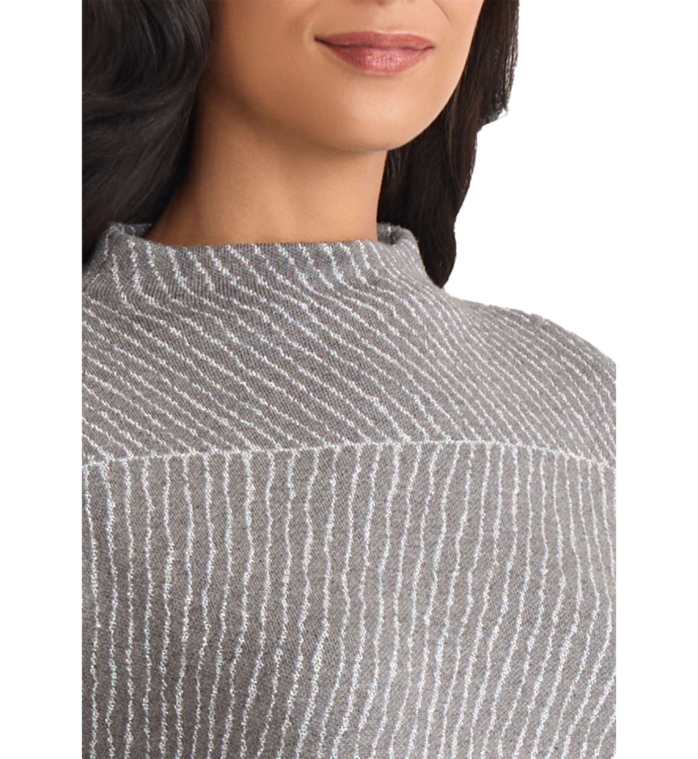 Petite Jaquard Long Sleeve Crew Neck Sweater