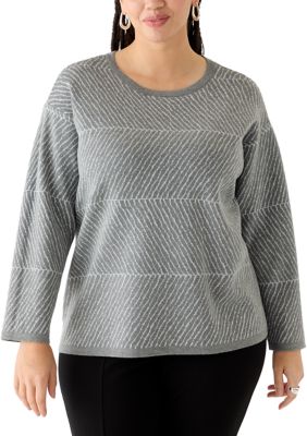 JONES NEW YORK Women's Plus Size Lurex Crew Neck Sweater, 3X