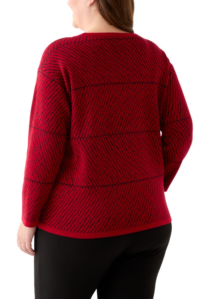 Plus Size Lurex Crew Neck Sweater