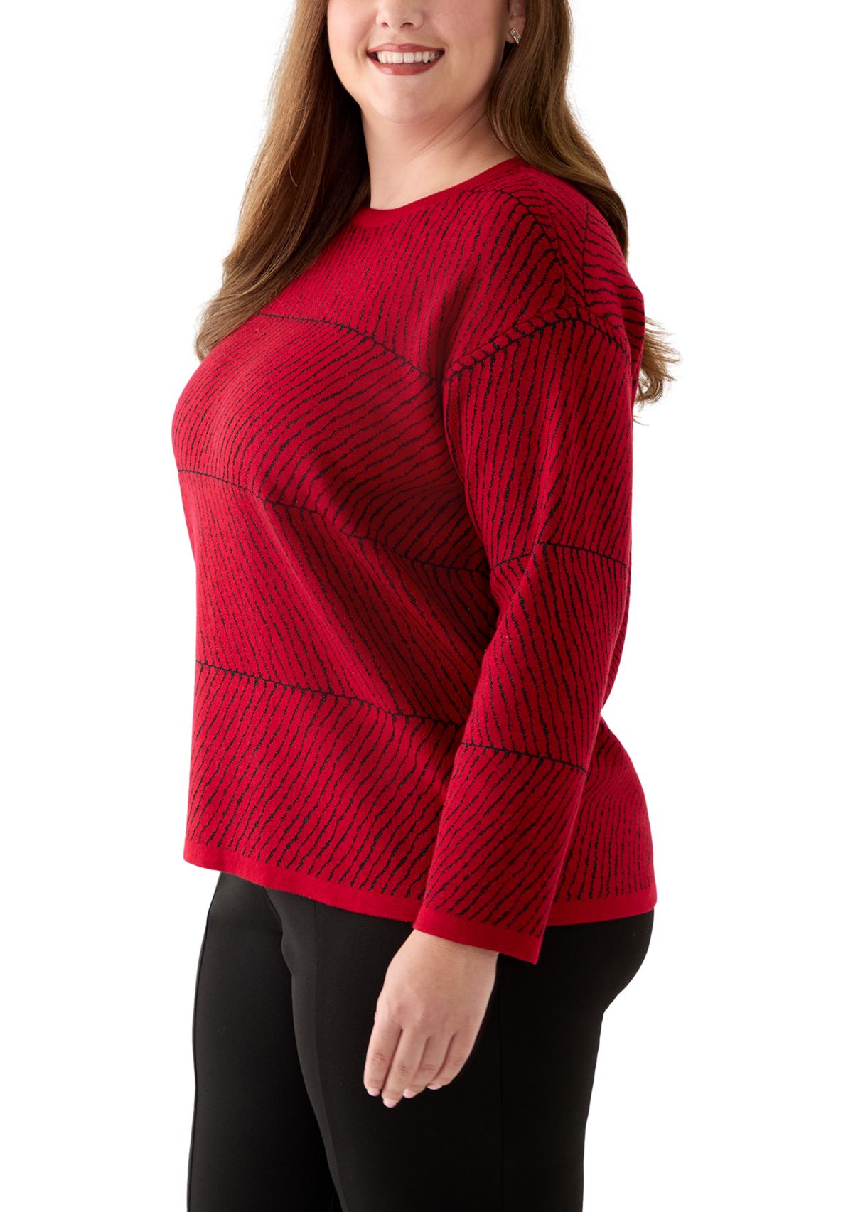 Plus Size Lurex Crew Neck Sweater