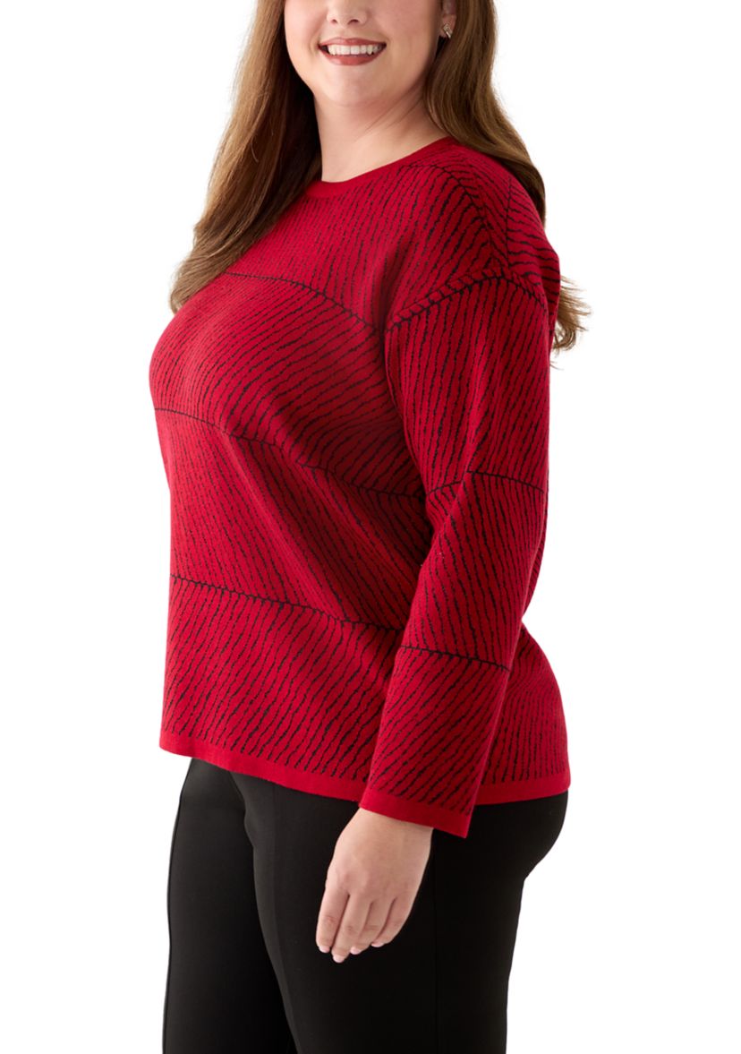 Plus Size Lurex Crew Neck Sweater