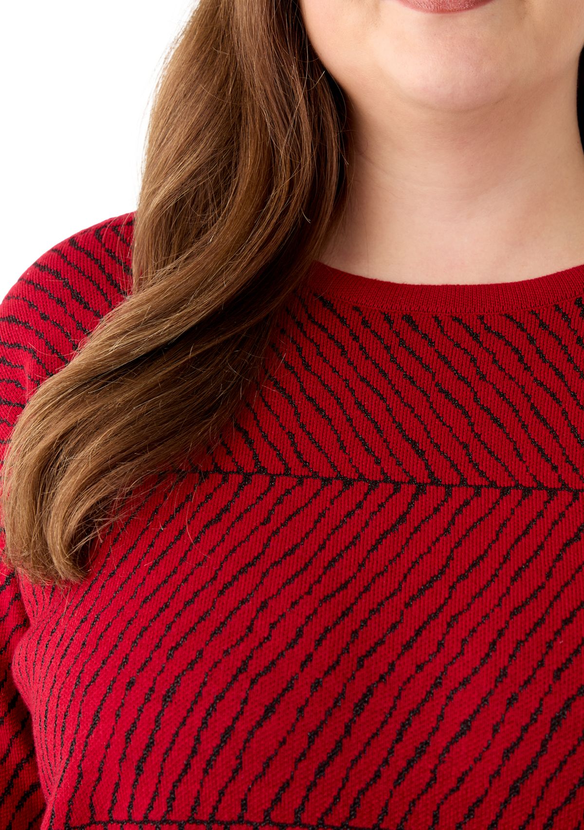 Plus Size Lurex Crew Neck Sweater