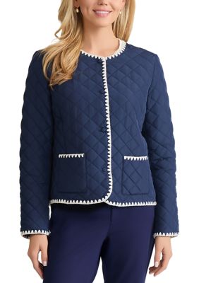 JONES NEW YORK Women's Quilted Jacket with Decorative Stitch