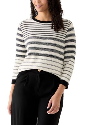 JONES NEW YORK Women's Mixed Stripe Crew Neck Sweater, XL