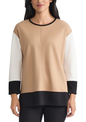 JONES NEW YORK Women's Color Blocked 3/4 Dolman Sleeve Tunic Ã¢ÂÂ Serenity Knit