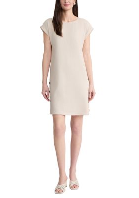 JONES NEW YORK Women's Short Sleeve Button Down Linen Dress, XL