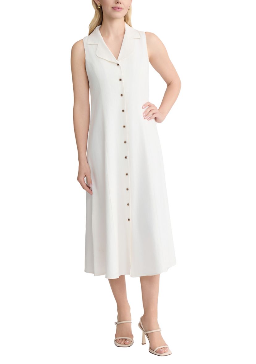 jones new york maxi dress Jones New York Women's Sleevless Linen Maxi Dress, White, XL