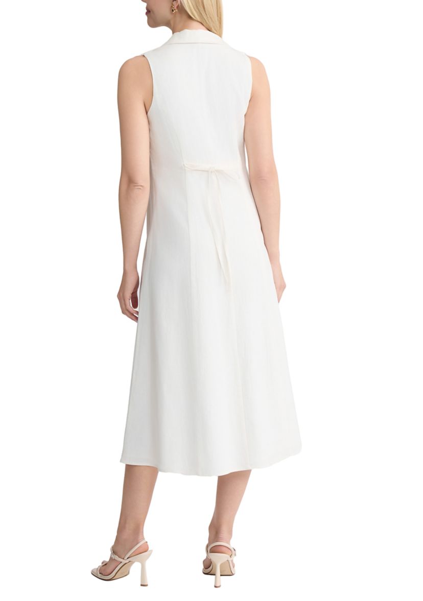 jones new york linen dress Jones New York Turqouise Blue Linen Midi V-Neck Dress, Lined, Size 10  Women's