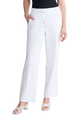 JONES NEW YORK Women's Linen Pants, White, Large