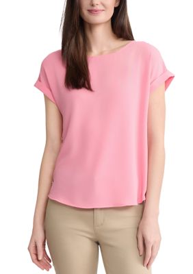 JONES NEW YORK Women's Side Button Blouse, Coral, XL