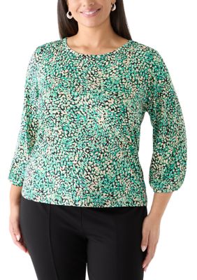 JONES NEW YORK Women's Plus Size Knit Puff Cuff Top, 1X