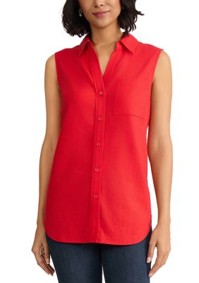 JONES NEW YORK Women's Notch Collar Button Front Shirt, Small