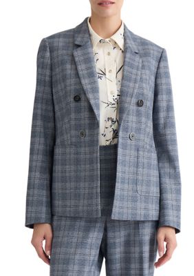 JONES NEW YORK Women's Plaid Faux Double-Breasted Blazer, XL