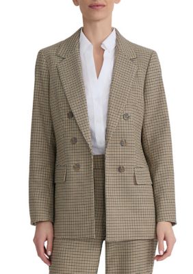 JONES NEW YORK Women's Faux Double Breasted Mini Houndstooth Print Blazer, XL