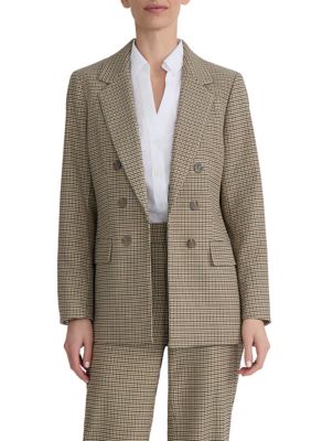 JONES NEW YORK Women's Petite Faux Double Breasted Houndstooth Jacket