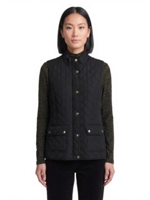 JONES NEW YORK Women's Missy Quilted Vest With Patch Pocket, Black, Large