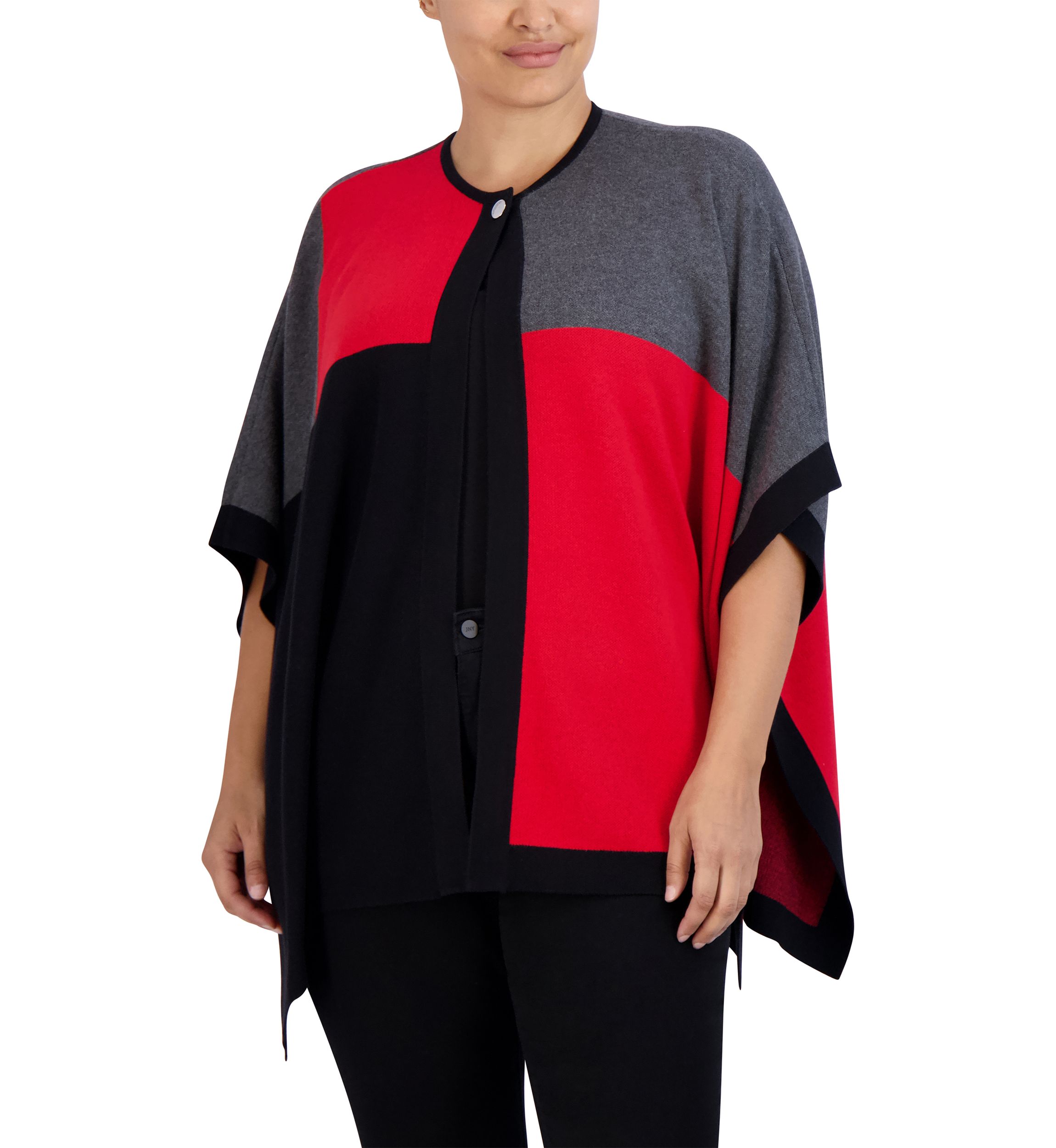 Plus Size Color Block Cape