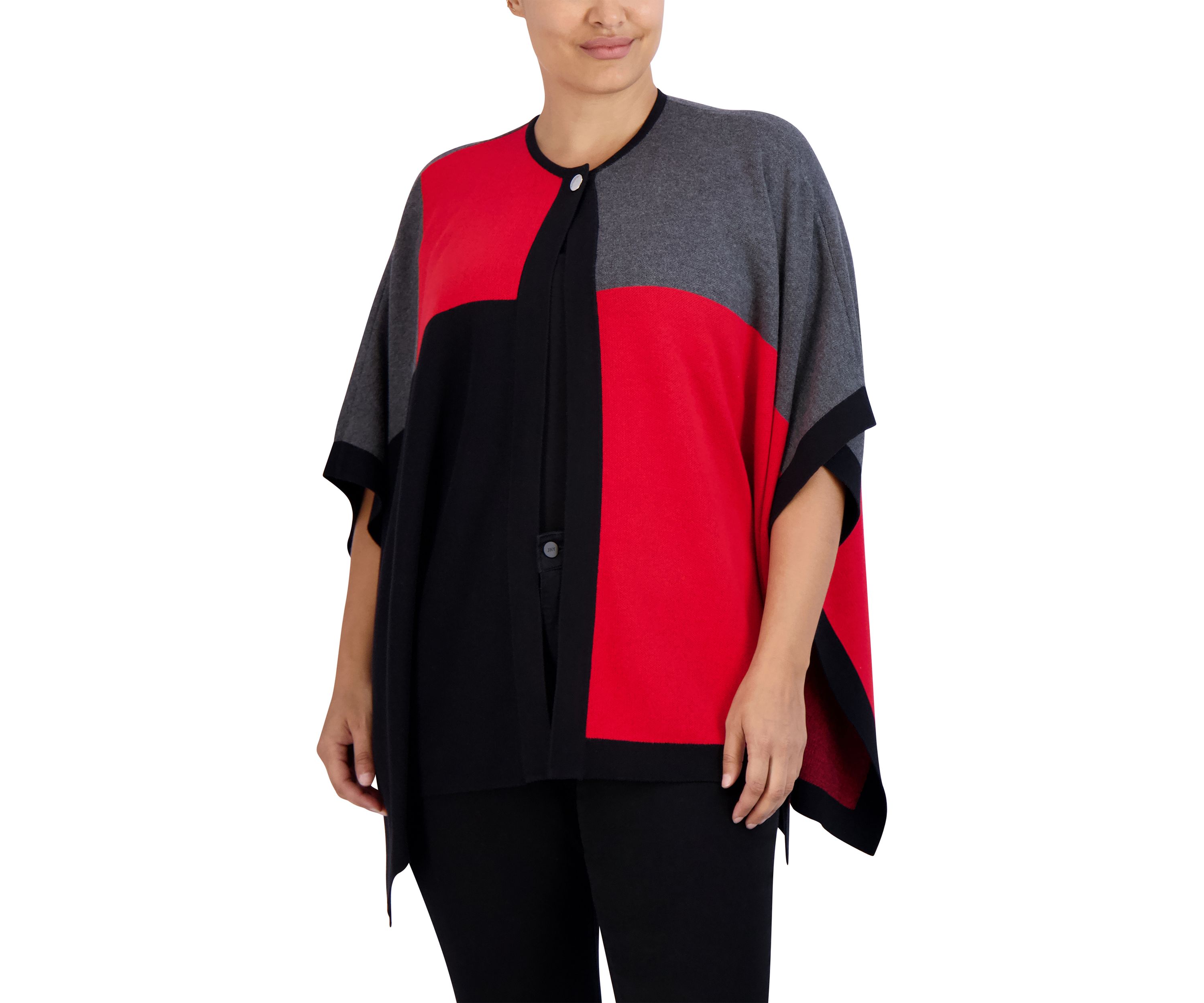 Plus Size Color Block Cape