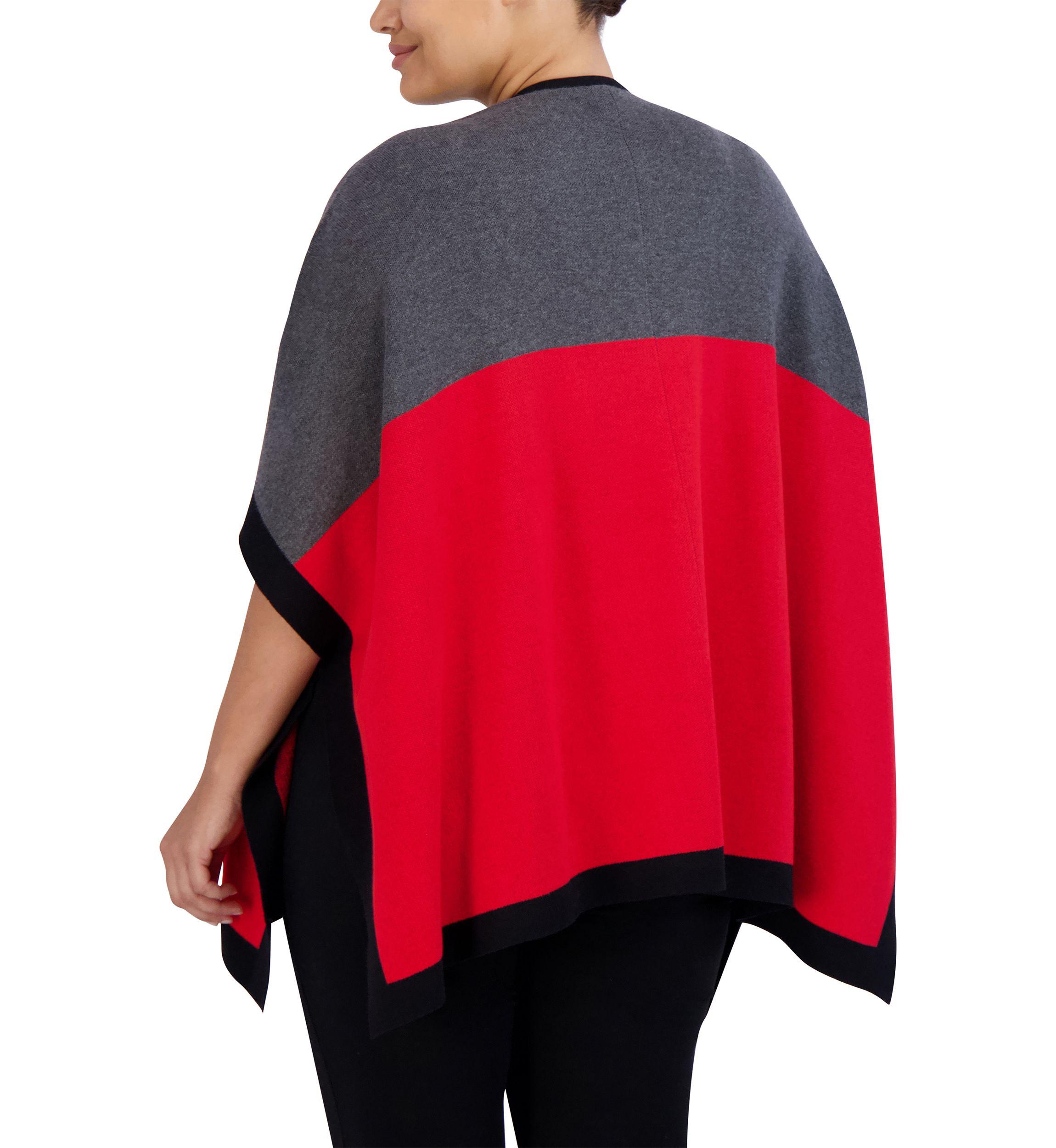 Plus Size Color Block Cape