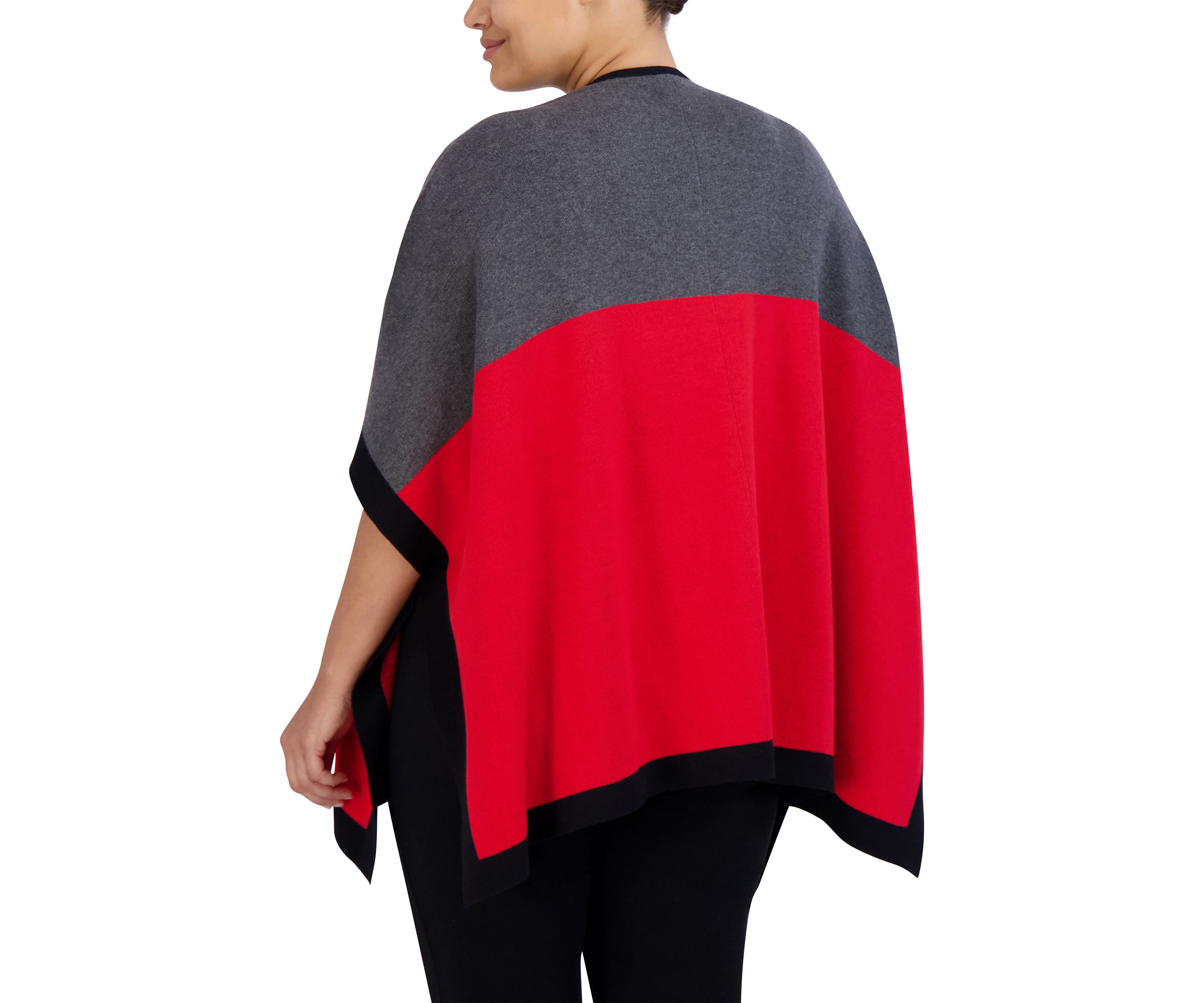 Plus Size Color Block Cape