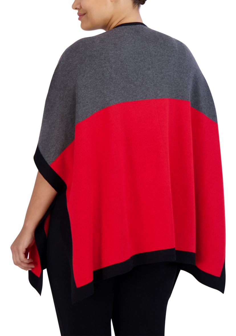 Plus Size Color Block Cape