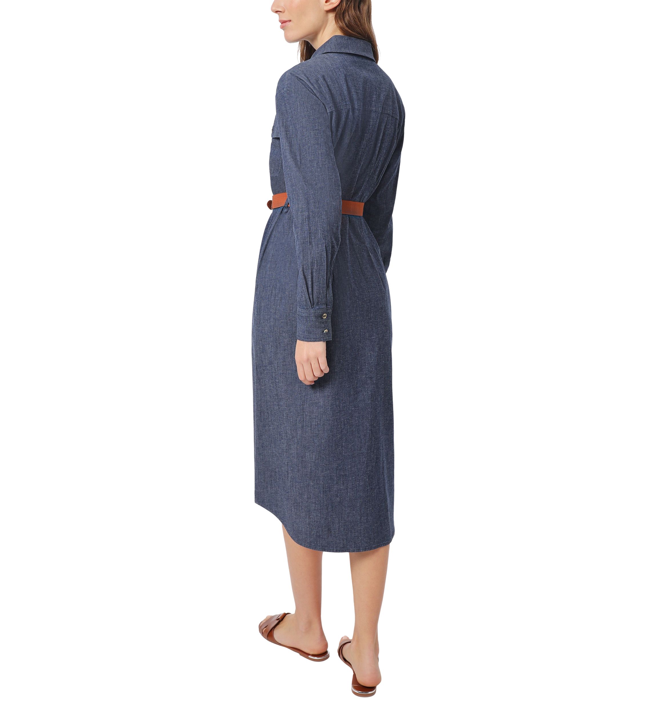 Petite Button Front Denim Dress with Belt