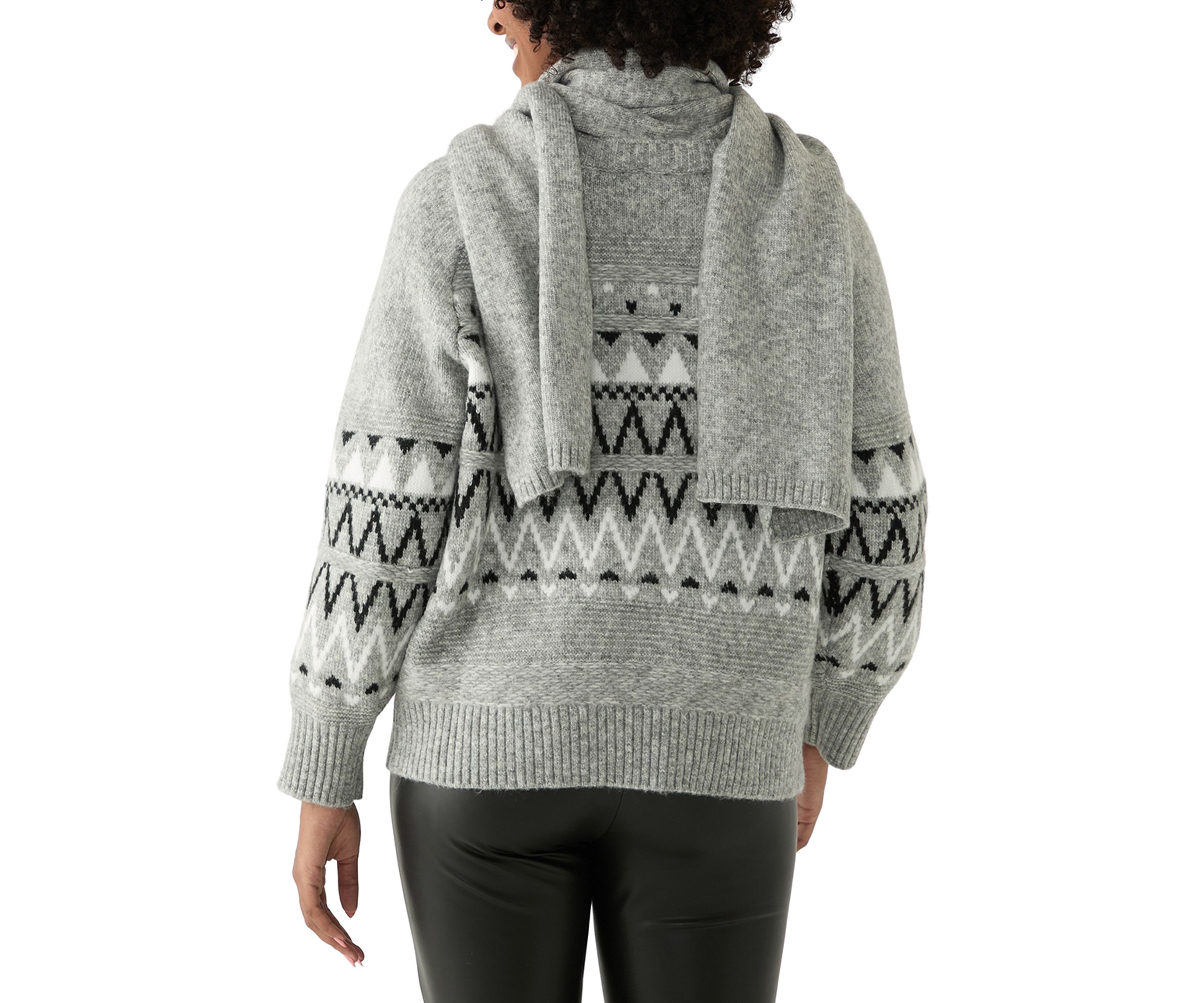 Womens Printed Sweater with Scarf