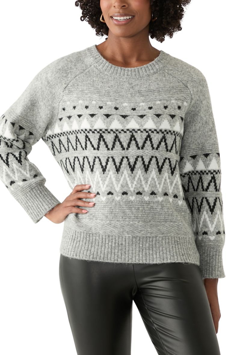 Womens Printed Sweater with Scarf