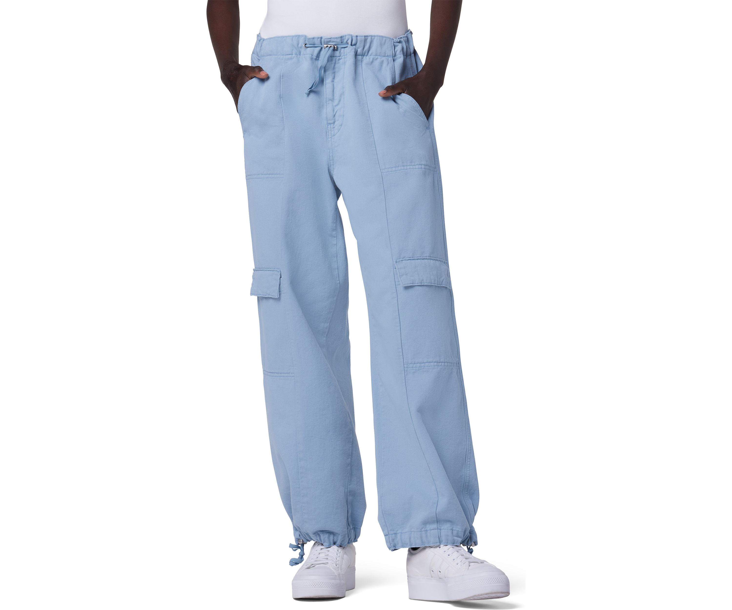 Womens Drawstring Cargo Parachute Pants