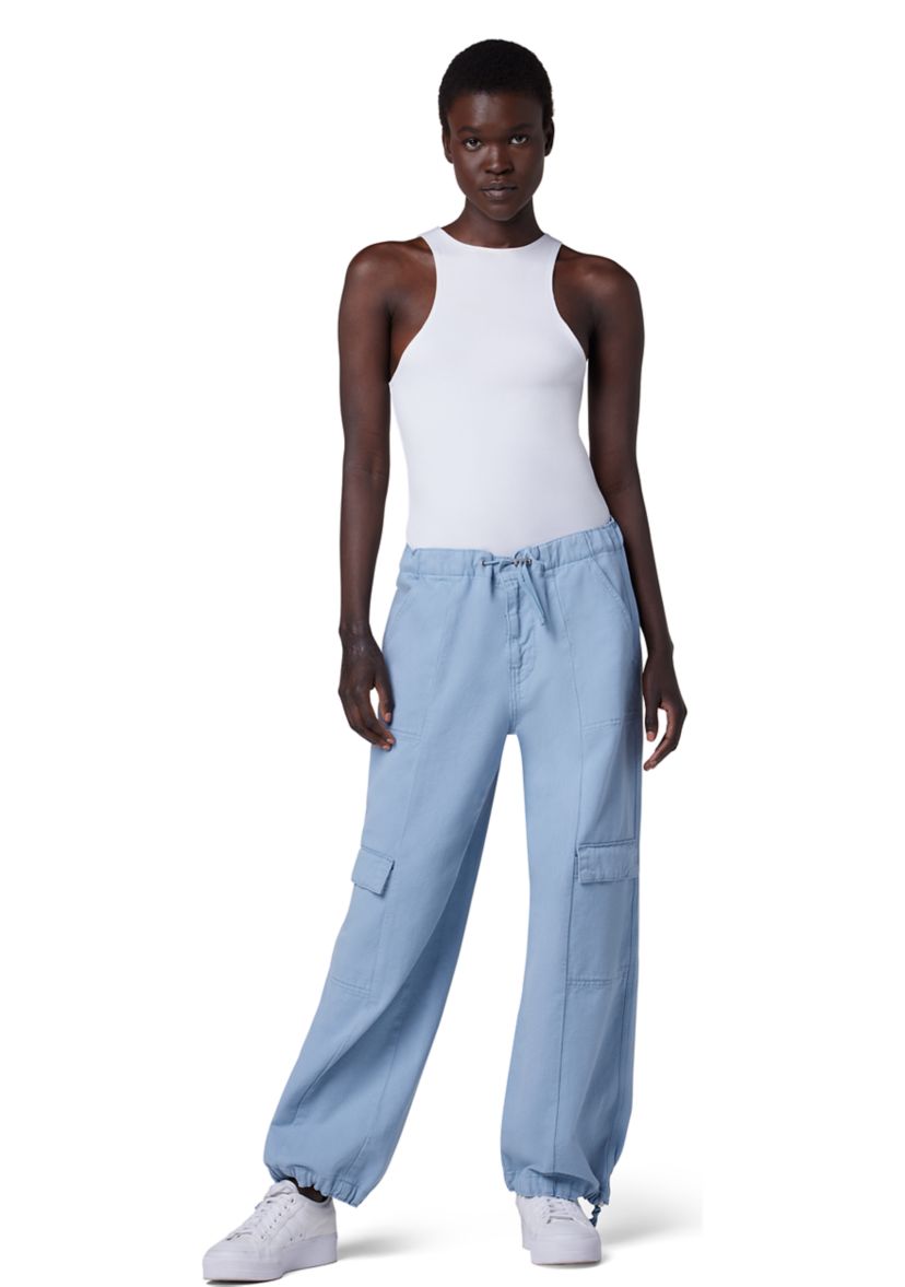 Womens Drawstring Cargo Parachute Pants