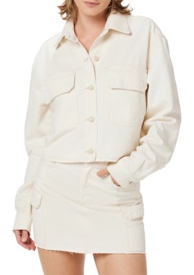 Hudson Jeans Women's Cropped Oversized Button Down Shirt, Small