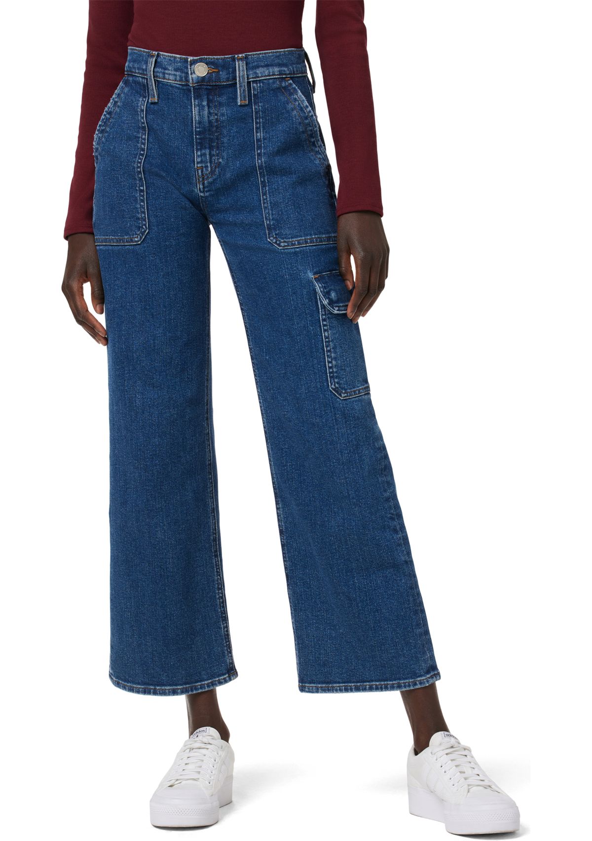 Womens Rosie High Rise Cargo Wide Leg Jeans