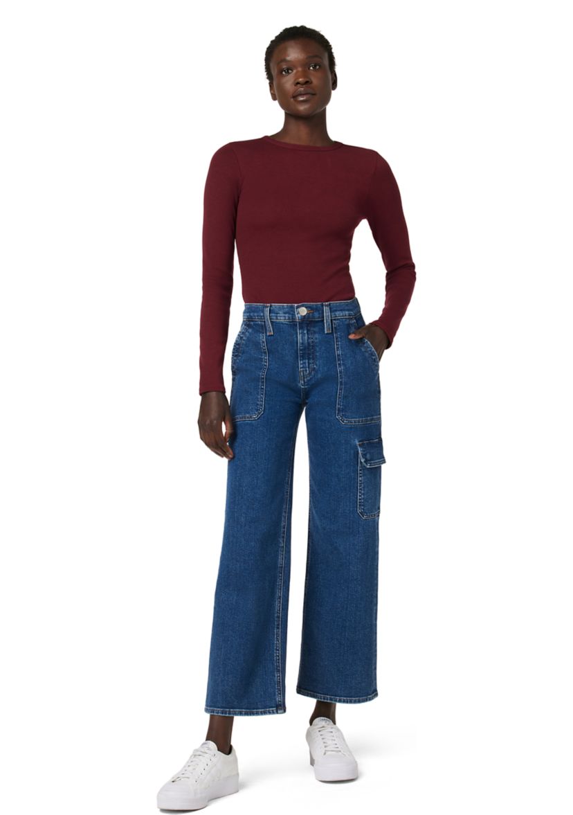 Womens Rosie High Rise Cargo Wide Leg Jeans