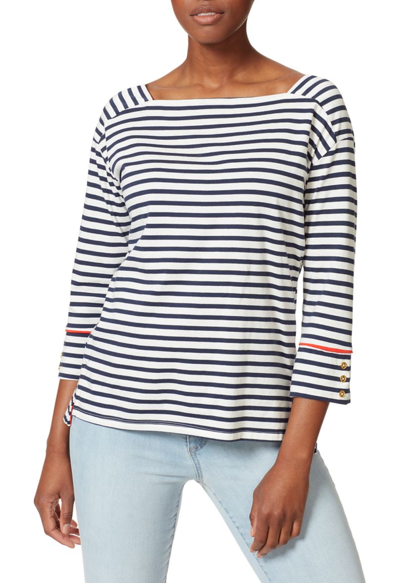Womens Drop Shoulder Striped Top