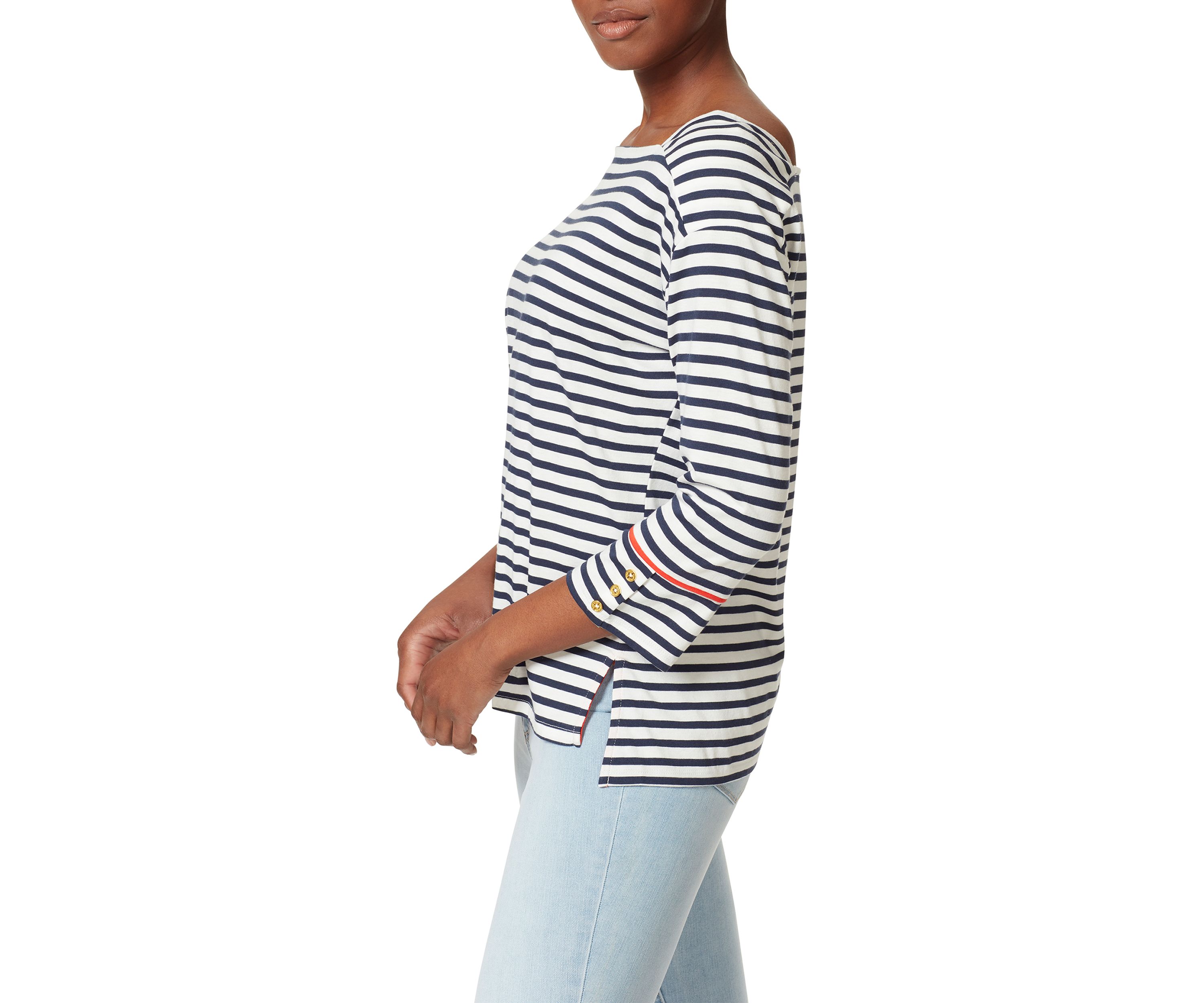 Womens Drop Shoulder Striped Top