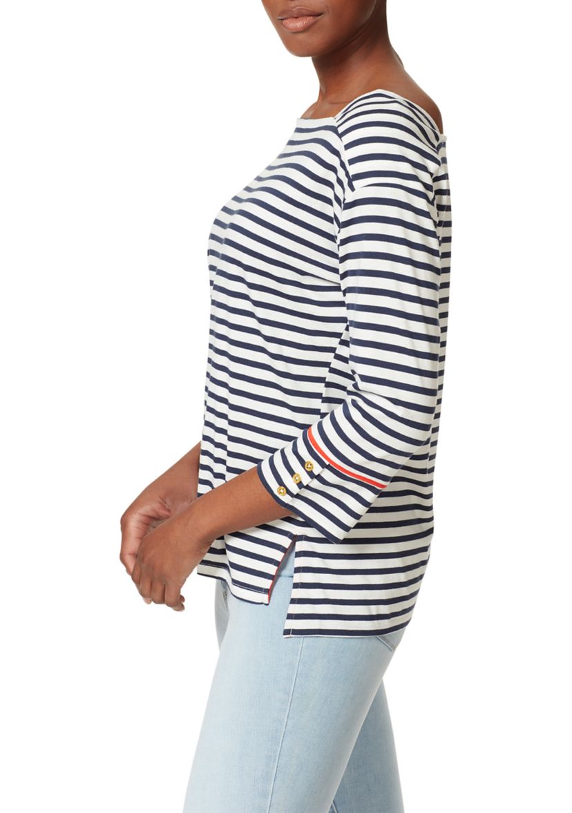 Womens Drop Shoulder Striped Top