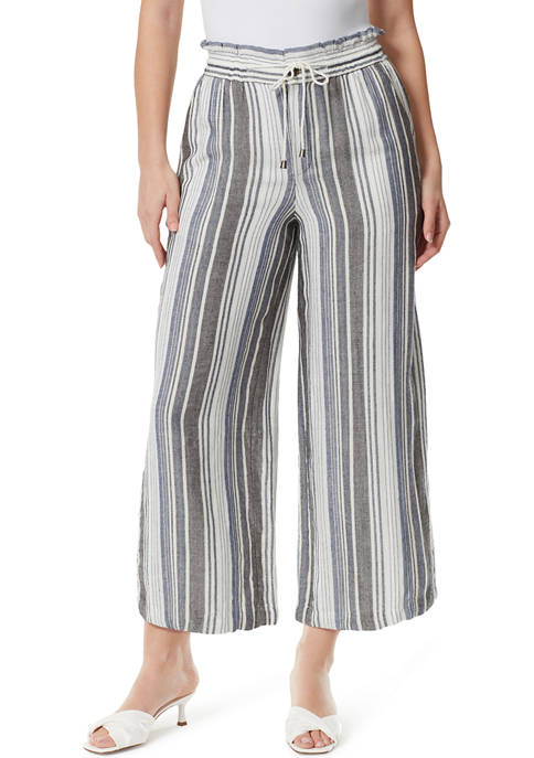 Anne Klein Womens Striped Linen Pants