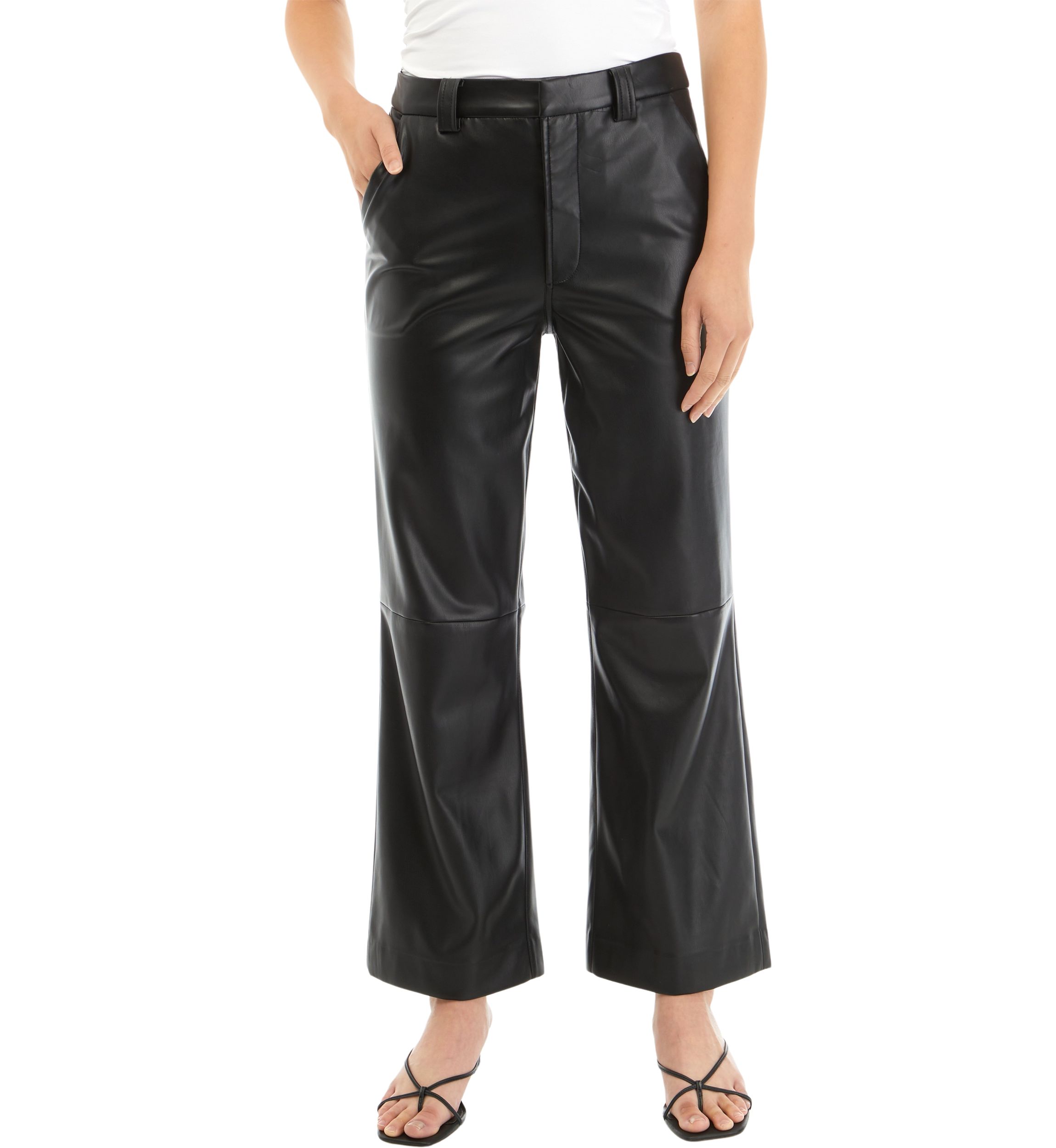 Womens The Mia Cropped Vegan Leather Trouser Pants