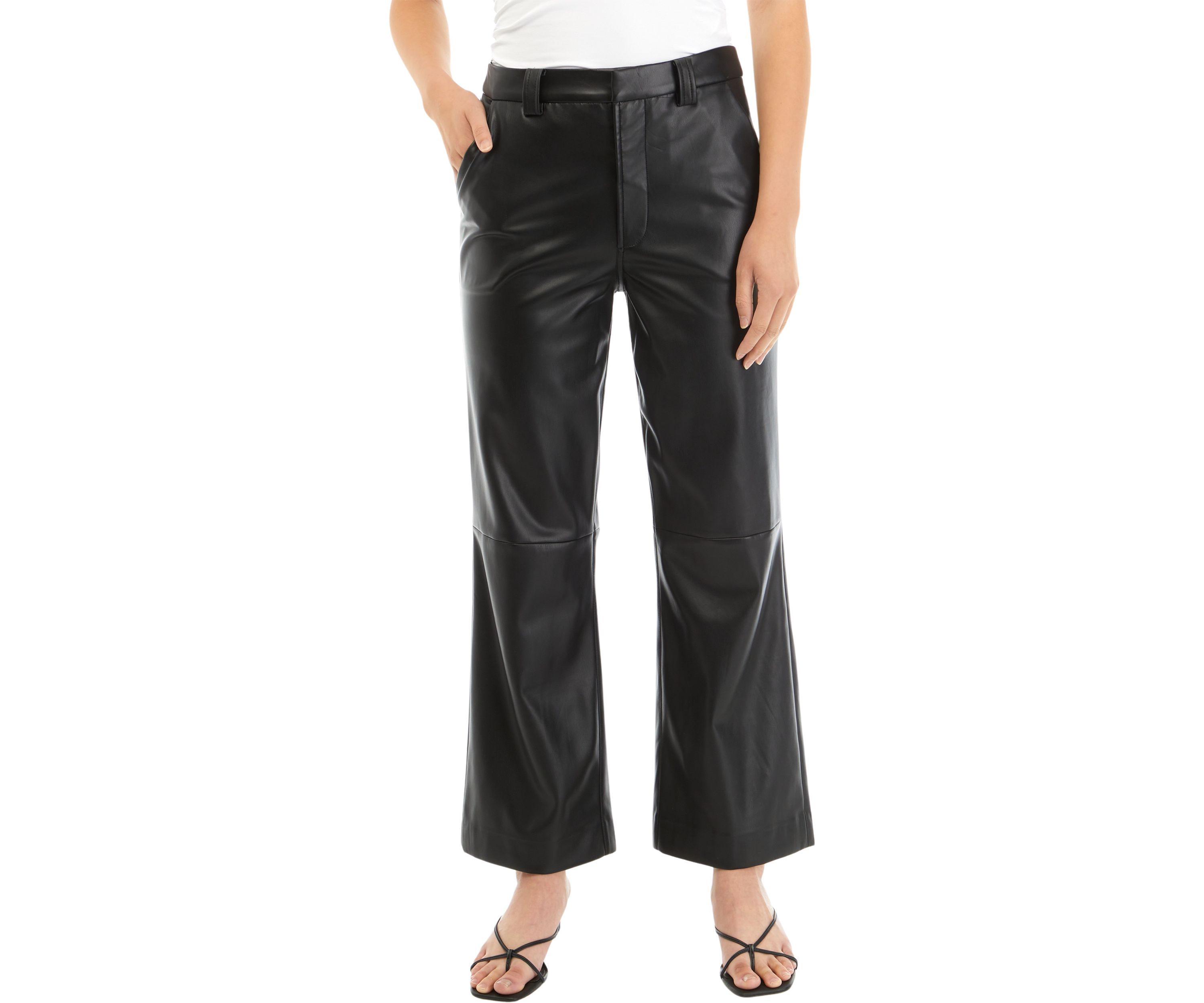 Womens The Mia Cropped Vegan Leather Trouser Pants