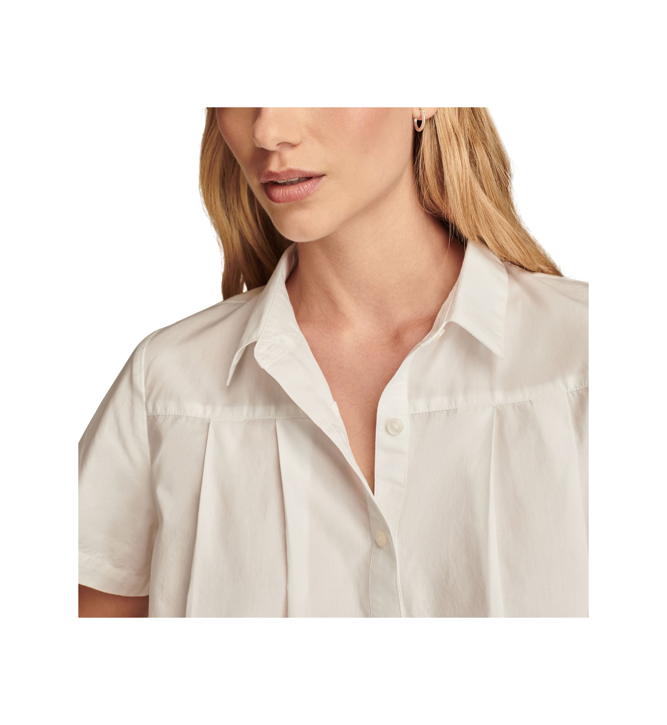 Womens Short Sleeve Pleated Crop Shirt 