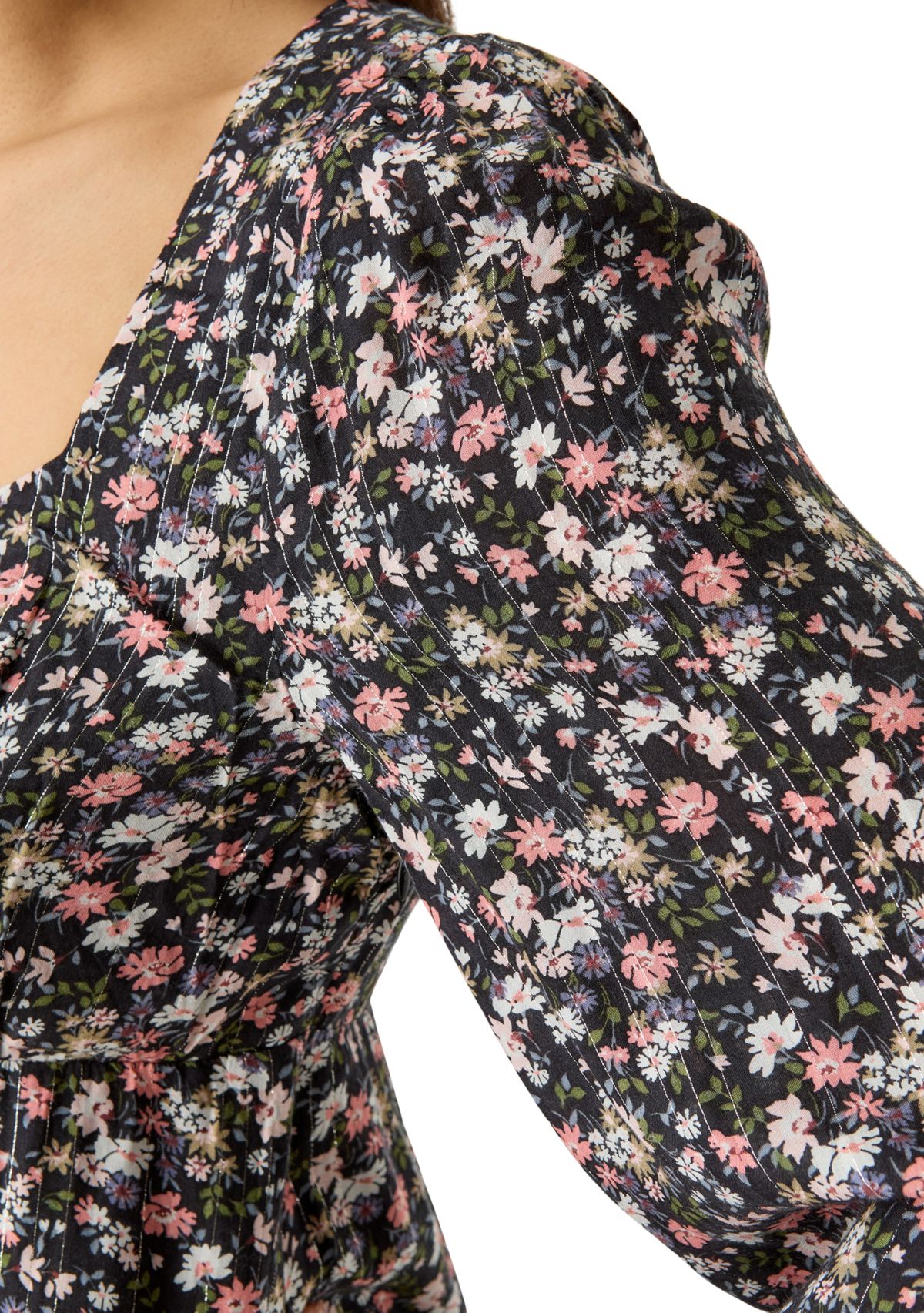 Womens Long Sleeve Printed Flouncey Mini Dress