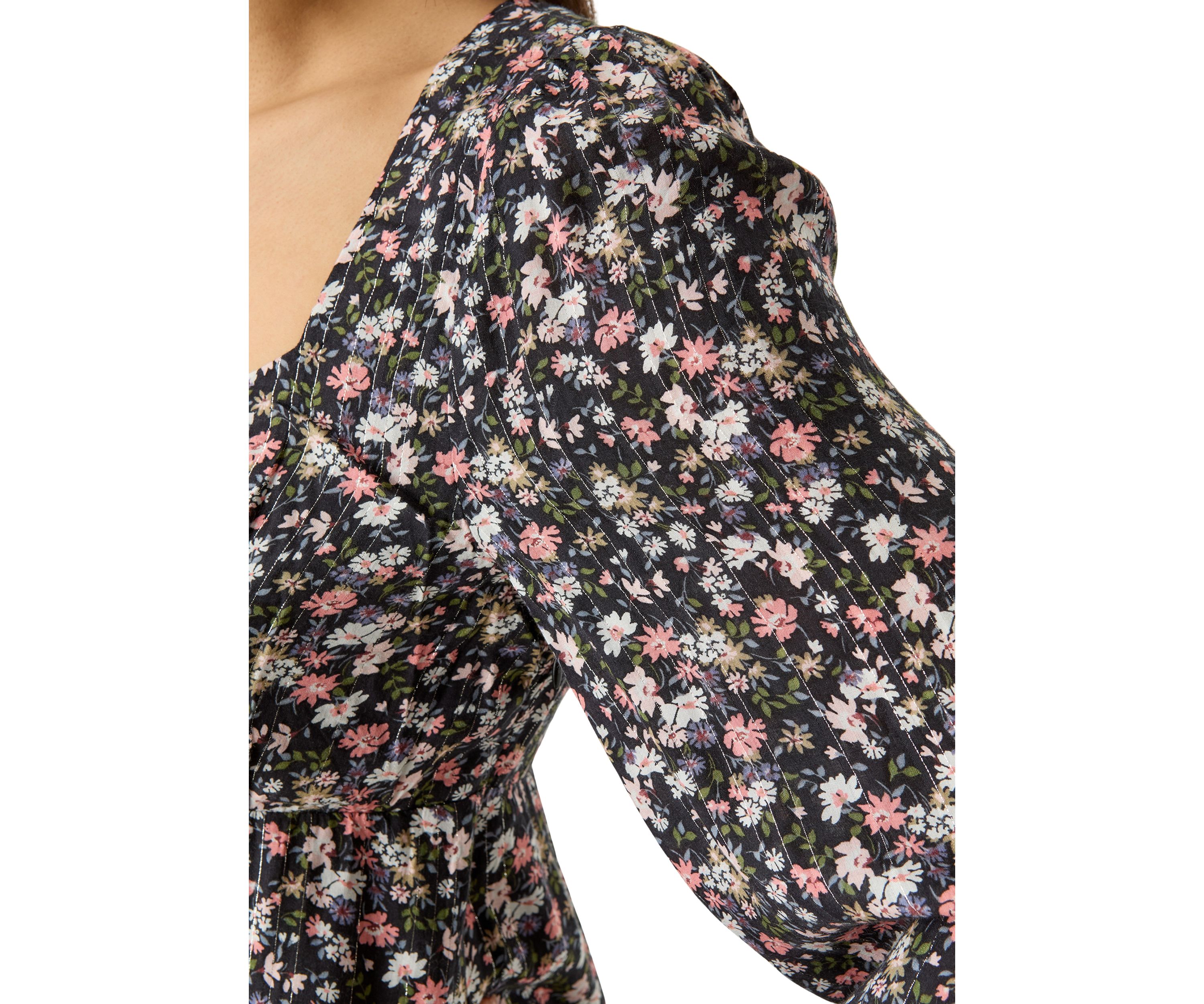 Womens Long Sleeve Printed Flouncey Mini Dress