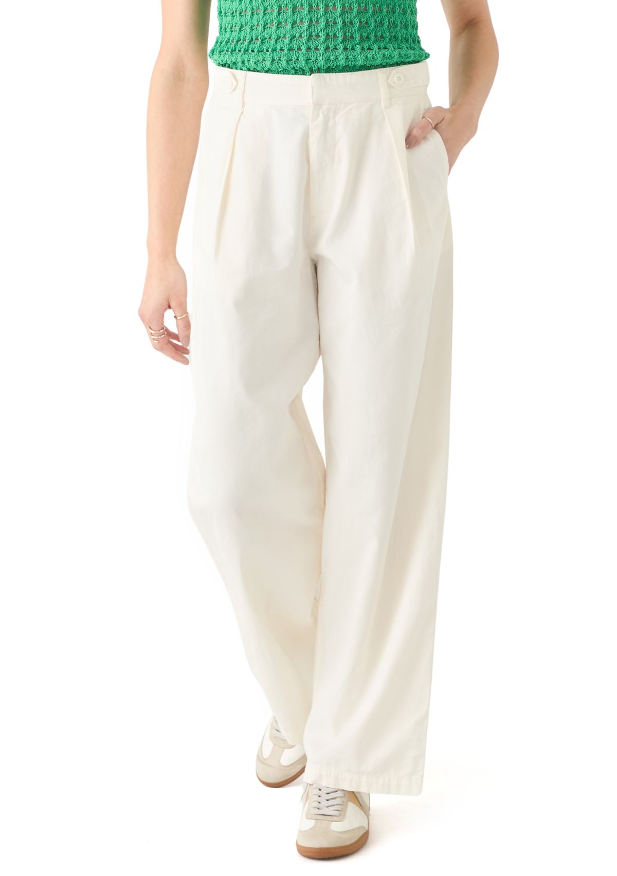 Womens Wide Leg Pleated Trousers