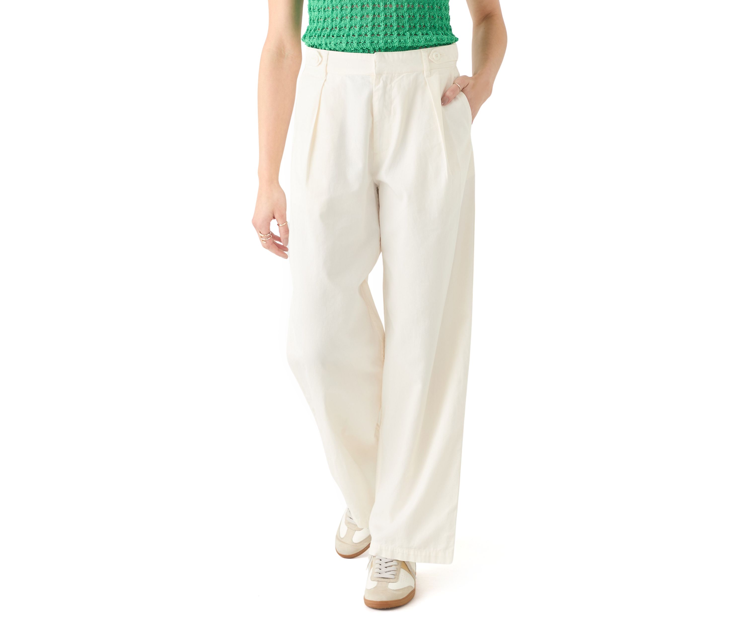 Womens Wide Leg Pleated Trousers