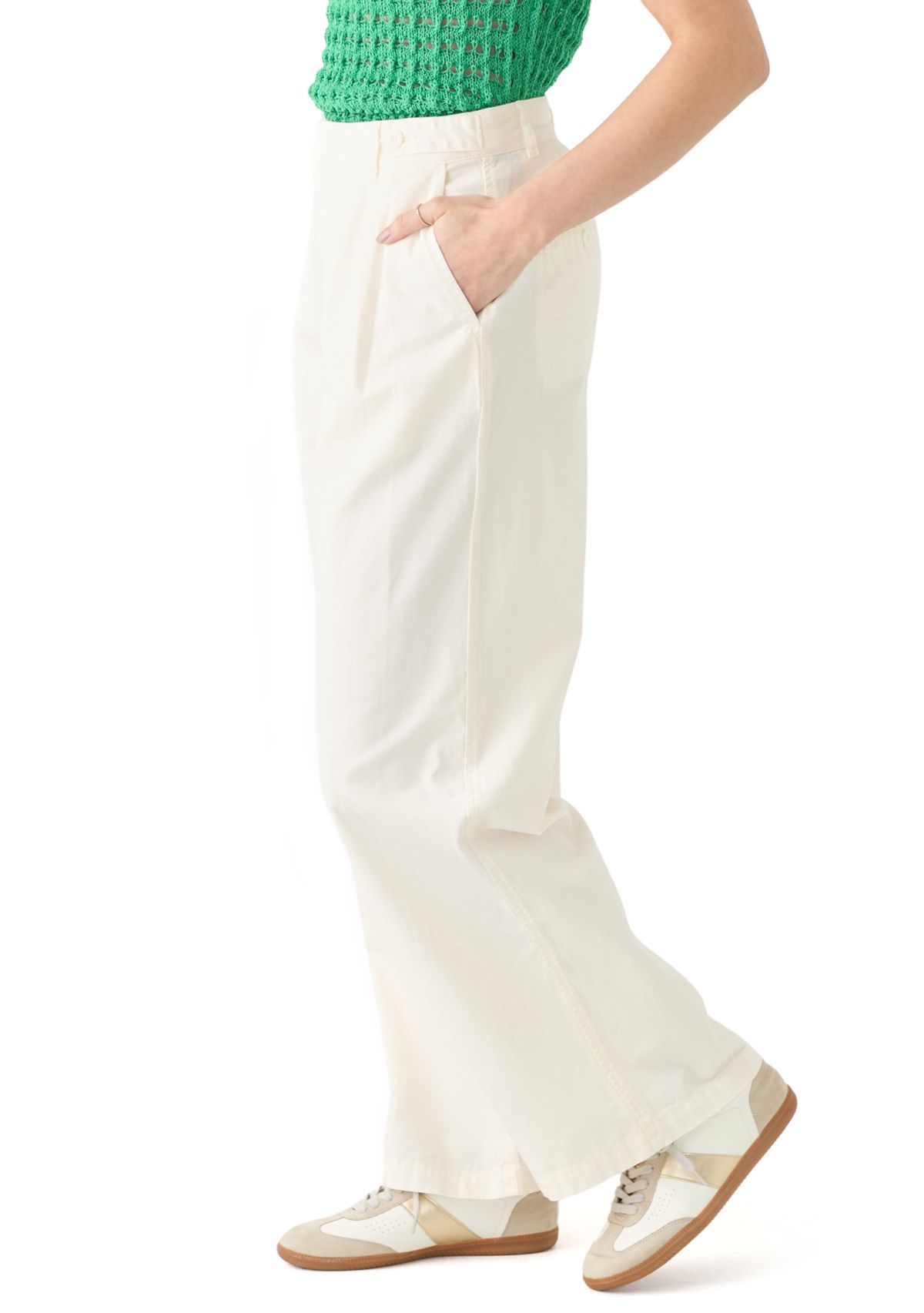 Womens Wide Leg Pleated Trousers