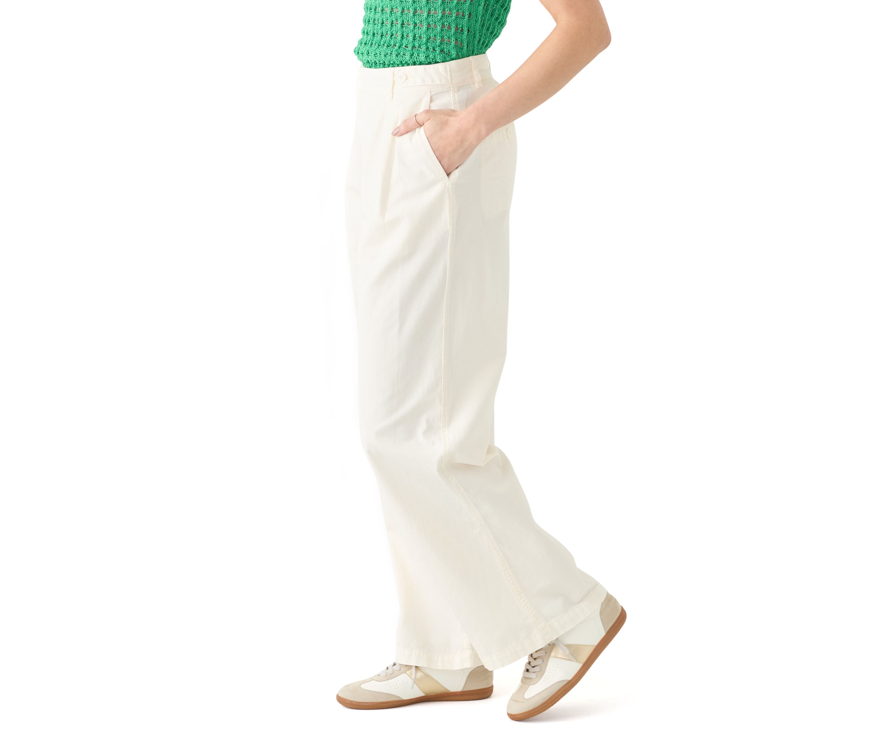 Womens Wide Leg Pleated Trousers