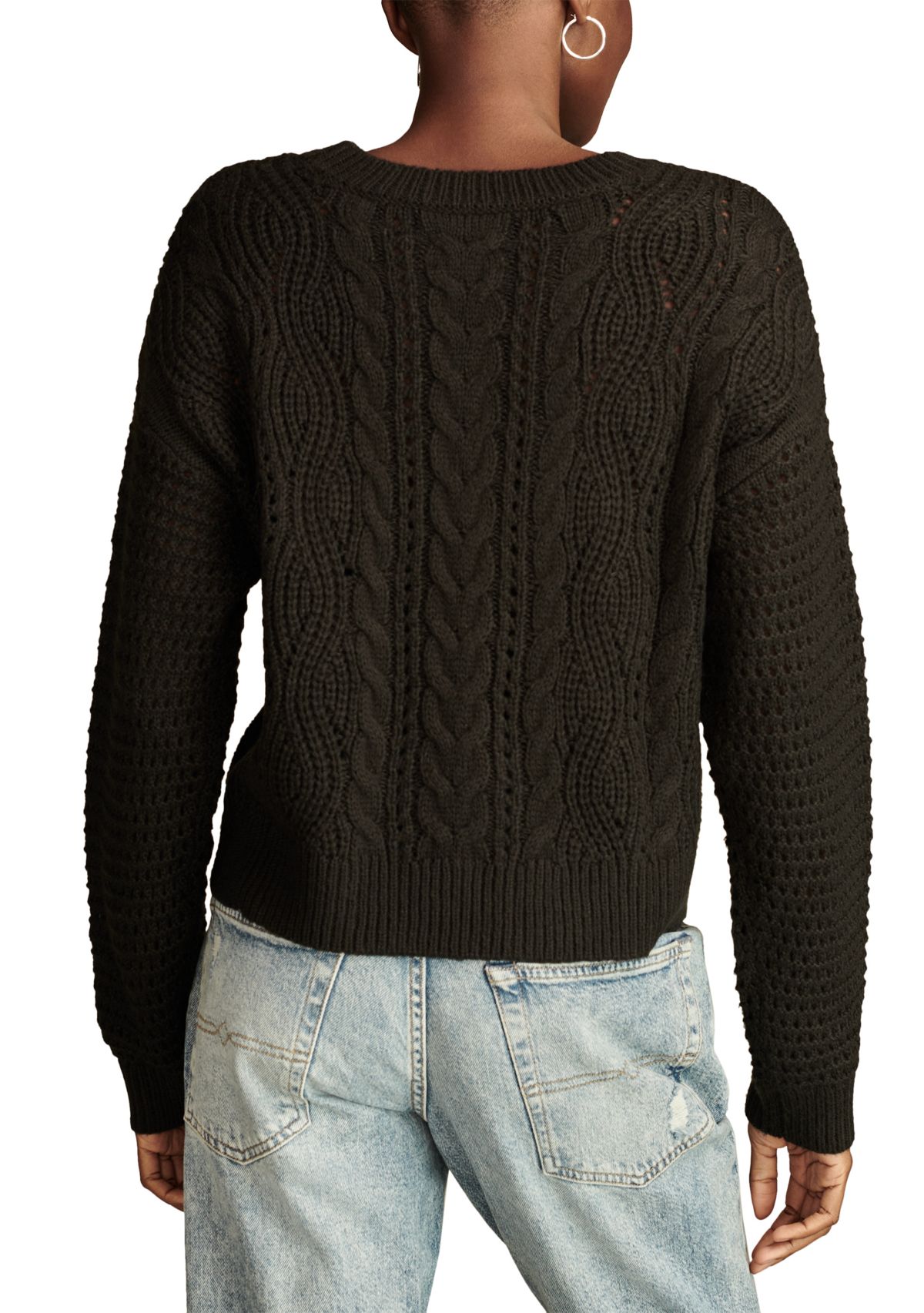 Womens Pointelle Crew Sweater 